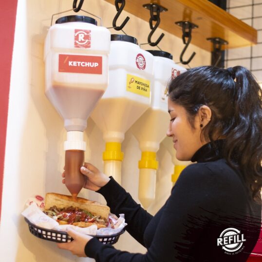 Sauce Dispenser Hanging, Gravity Fed, Udder Teat Sauce Dispenser